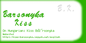 barsonyka kiss business card